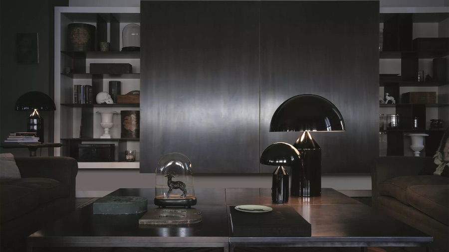 ATOLLO Lampe de table en métal avec pied large et diffuseur en forme de champignon