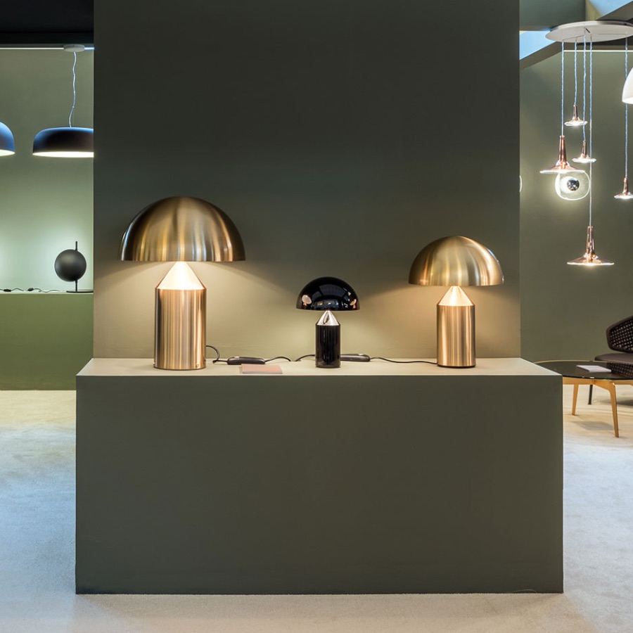 ATOLLO Lampe de table en métal avec pied large et diffuseur en forme de champignon