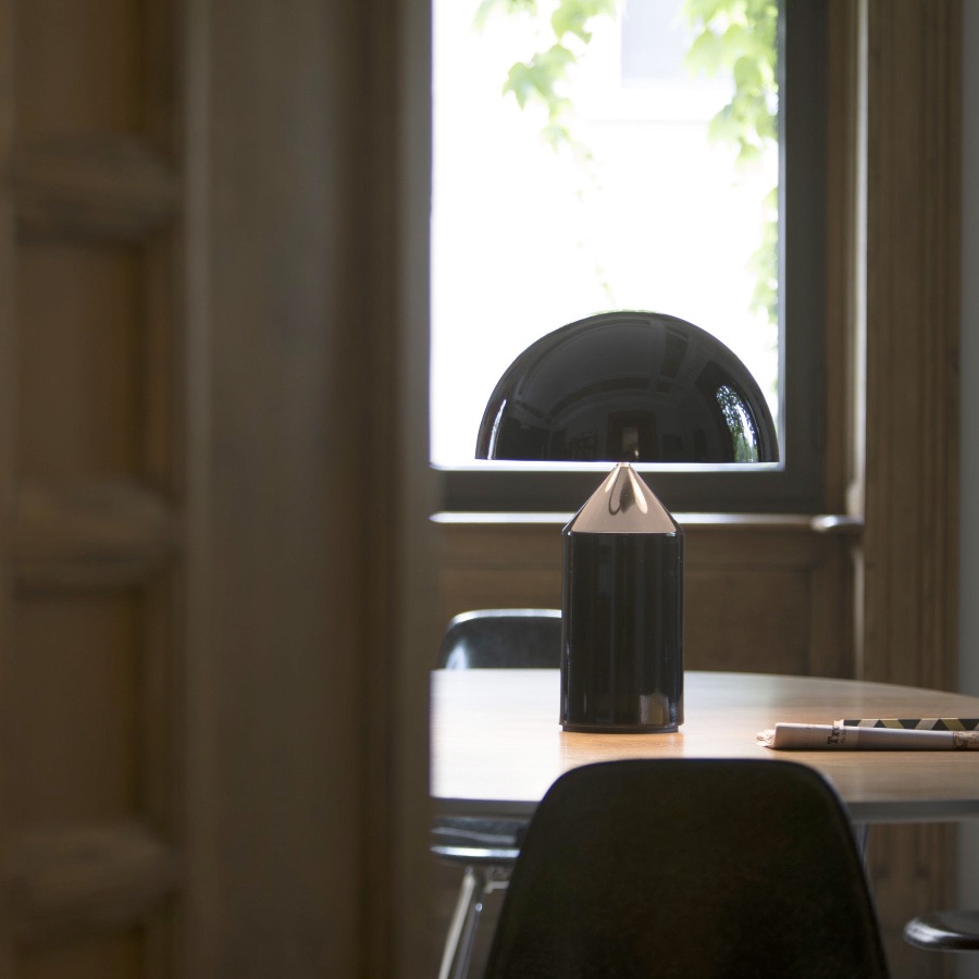 ATOLLO Lampe de table en métal avec pied large et diffuseur en forme de champignon