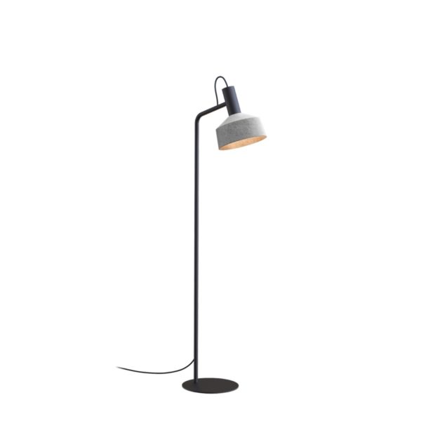 Lampadaire noir mate avec extérieur du diffuseur gris