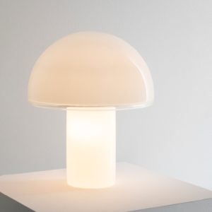 ONFALE Lampe de table en verre blanc en forme de champignons