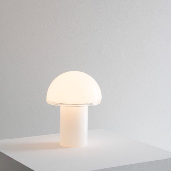 ONFALE Lampe de table en verre blanc en forme de champignons