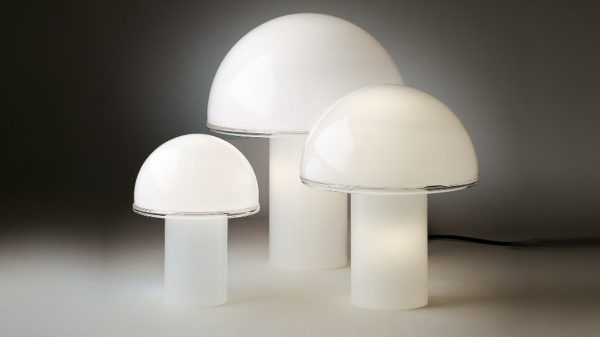 ONFALE Lampe de table en verre blanc en forme de champignons