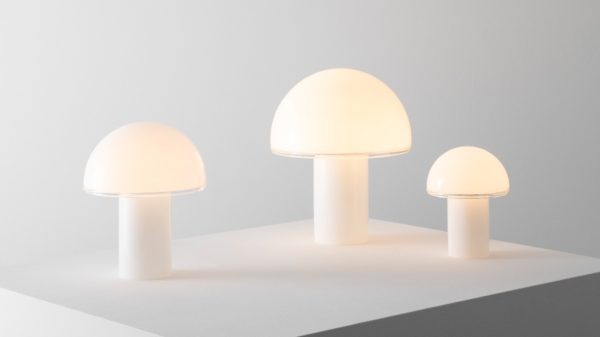 ONFALE Lampe de table en verre blanc en forme de champignons