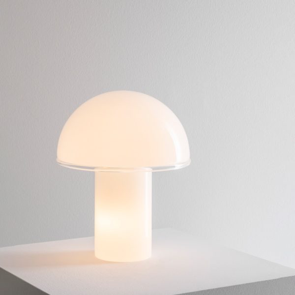 ONFALE Lampe de table en verre blanc en forme de champignons