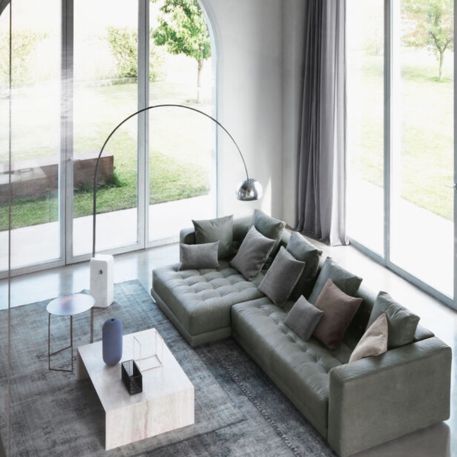 ARCO Grand lampadaire en arc avec pied en marbre