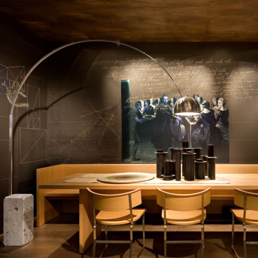 ARCO Grand lampadaire en arc avec pied en marbre