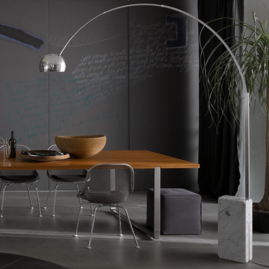 ARCO Grand lampadaire en arc avec pied en marbre