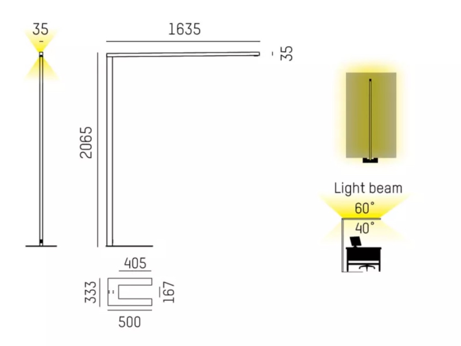 Lens Single F Luminaire de bureau fin
